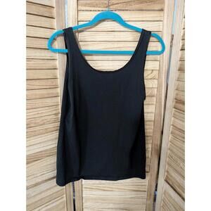Ann Taylor Petite Black Mixed Media Scoop Neck Tank Top L